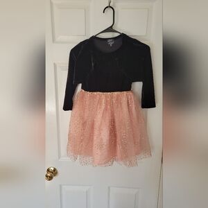Black and Pink Sparkle Dress with Attached Bolero